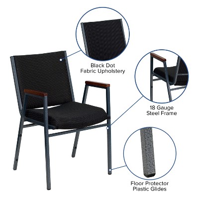 Hercules Series 31'' Heavy Duty Black Fabric Stack Chair with Silver Frame