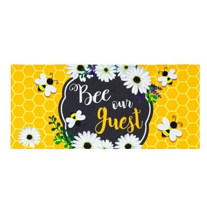 Evergreen Bee Our Guest Frame Sassafras Indoor Outdoor Switch Doormat 1'10"x10" Multicolored - 1 of 4