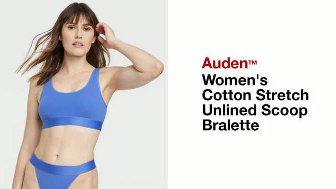 Women&#39;s Cotton Stretch Unlined Scoop Bralette - Auden&#8482;, 2 of 6, play video