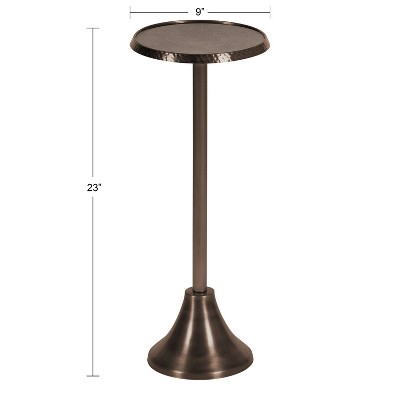 Sanzo Artisan-Crafted Round Metal Drink Table, 9x15" - Silver Finish