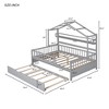 Wood House Bed with Twin Trundle Bed, Guardrails and Shelves-ModernLuxe - 3 of 4