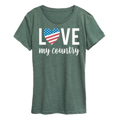 Women's - Instant Message - Love My Country Short Sleeve Graphic T-Shirt