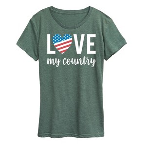 Women's - Instant Message - Love My Country Short Sleeve Graphic T-Shirt - 1 of 4
