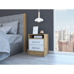 NicBex 2 Drawers Nightstand with Metal Handles,Bedside Table with Top Shelf,Modern Side Table for Bedroom - 1 of 4