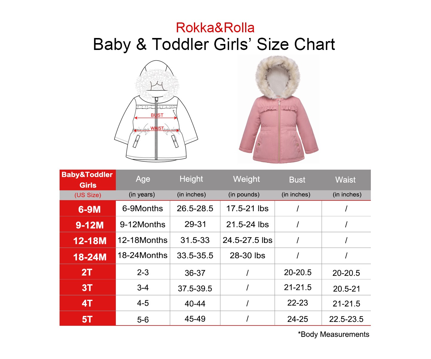 Куртка Rokka&Rolla Fleece Lined Parka Jacket Puffer Coat-Rose Pink, size 4T для девочек, цвет: Розовый — фото 2