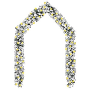 Aghana Digitals 16.4ft Flocked Snow Green PVC Christmas Garland with LED Lights - Indoor/Outdoor - 1 of 4
