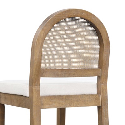 Bailey Light Brown Wood and Rattan Counter Height Barstool