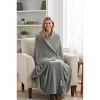 Personalization Mall All About Me Embroidered Initial Fleece Blanket, Grey, 60" x 80" - 3 of 4