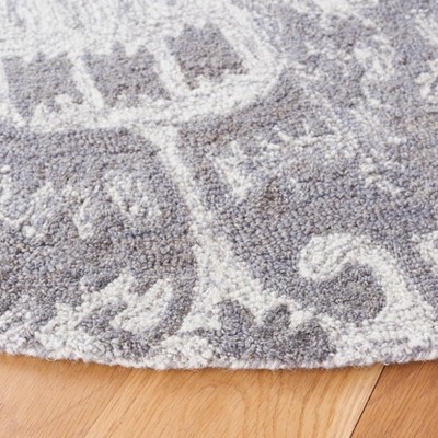 Ivory Round Hand-Tufted Wool Area Rug, 6' Diameter
