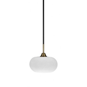 Toltec Lighting Paramount 1 - Light Pendant in  Matte Black/Brass with 10" White Muslin Shade - 1 of 1