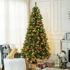 HOMCOM 7.5 FT PreLit Artificial Christmas Tree with Realistic Branches, 500 Warm White LED Lights and 1346 Tips, Green - 2 of 4