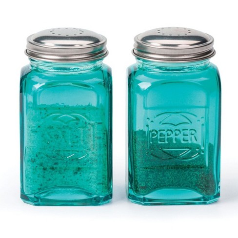 Retro Glass S&P Set - Turquoise 