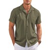 COOFANDY Men's Casual Button Down Shirts Short Sleeve Summer Cuban Vacation Beach Shirts - 2 of 4