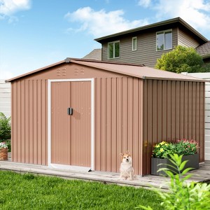 TROPOW 8x10 FT Outdoor Storage Shed, Metal Garden Shed with Lockable Door, and Sloped Roof, Utility Metal Tool Storage Sheds for Backyard - 1 of 4