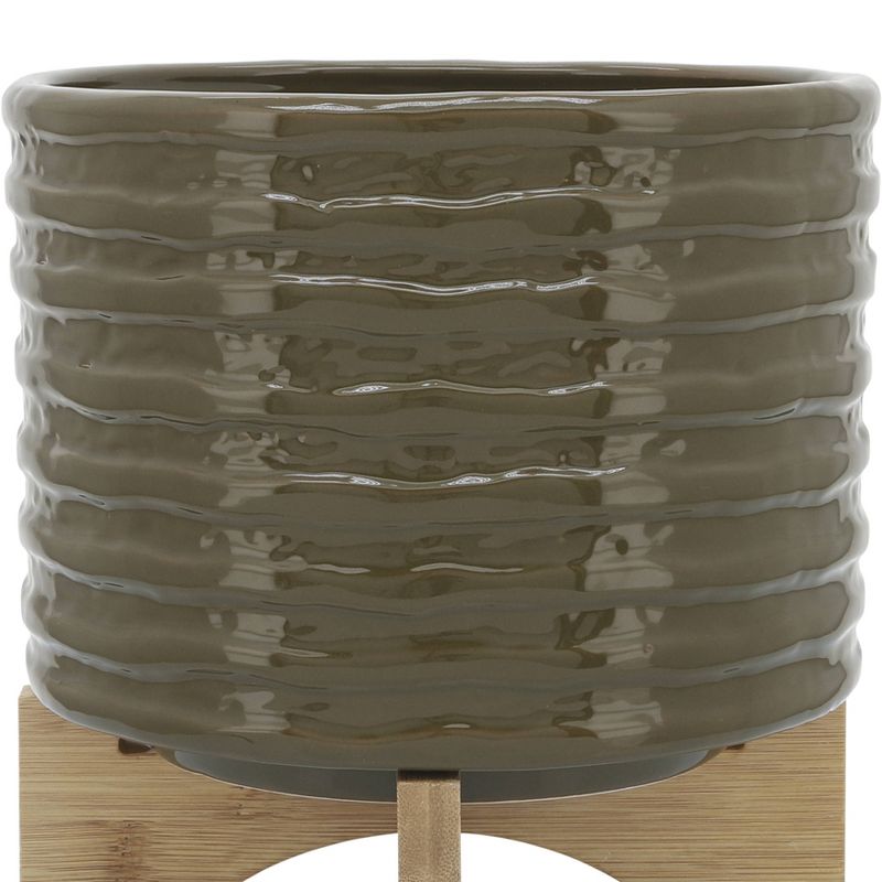 Sagebrook Home Textured Ceramic Planter Pot with Stand, 6 of 8