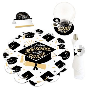 Big Dot of Happiness Hello College Graduation Party Paper Charger and Table Decorations - Chargerific Kit - Place Setting for 8 - 1 of 4