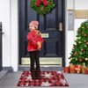 Christmas Buffalo Plaid Welcome Mat, Non-Slip Snowflake Doormat for Front Door, Absorbent Washable Indoor Outdoor Holiday Entryway Mat, Red - 4 of 4