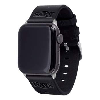 MLB Tampa Bay Rays Apple Watch Compatible Leather Band 42/44/45/49mm - Black