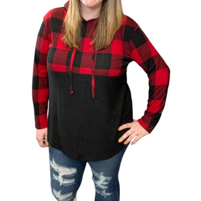 Women's Buffalo Plaid Hoodie - honeyme