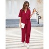 Women's Pleated 2 Piece Outfits Set Summer Long Sleeve Shirt Wide Leg Pants Sets Casual Streetwear - 4 of 4