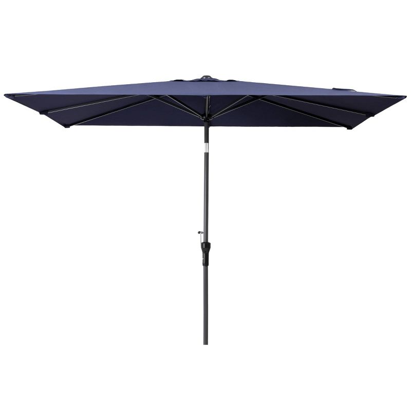 Crestlive Products 9&#39;x5&#39; Rectangular Patio Aluminum Market Umbrella with Crank and Push Button Tilt Navy Blue, 1 of 9