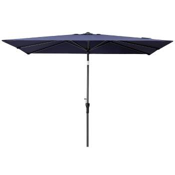 Crestlive Products 9'x5' Rectangular Patio Aluminum Market Umbrella with Crank and Push Button Tilt Navy Blue