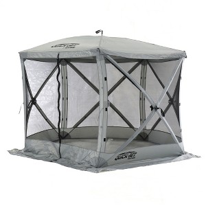 CLAM Quick-Set Venture 9 x 9 Foot Portable Pop Up Outdoor Camping Gazebo Screen Tent 5 Sided Canopy Shelter with Ground Stakes and Carry Bag, Gray - 1 of 4