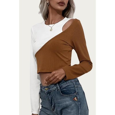 Women's TWO-TONE CUTOUT TOP - ESLEY COLLECTION