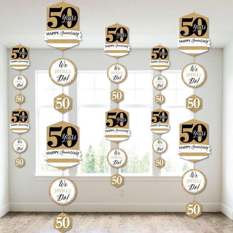 Big Dot of Happiness We Still Do - 50th Wedding Anniversary - Anniversary Party DIY Dangler Backdrop - Hanging Vertical Decorations - 30 Pieces, 1 of 8