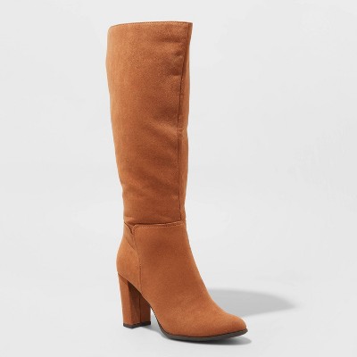 cognac suede knee high boots