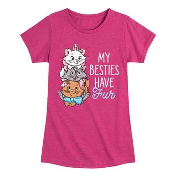 Girls' The Aristocats 'My Besties Have Fur' Short Sleeve Graphic T-Shirt - Heather Pink