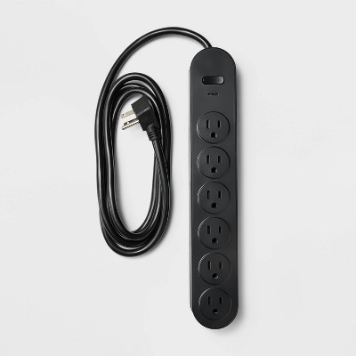 6 Outlet Surge Protector 6' Cord Black - Heyday™ : Target