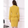 INSPIRE CHIC Women's Long Sleeve Collarless Peplum Blazer and Pencil Skirts Suit Set 2 Pcs - 3 of 4