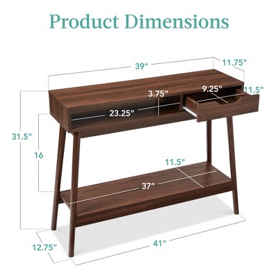 Mid-Century Modern Wood and Metal Console Table with Storage