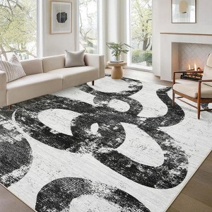 GOCAPTAIN Washable Area Rugs for Living Room, Abstract Soft Bedroom Rugs, Low Pile Non Slip Carpet, Non Shedding Ultra Thin Floor Cover, Snake Print - 1 of 4