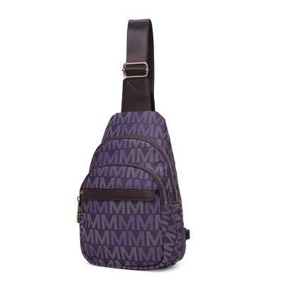 MKF Collection Helaena M Logo-Printed Vegan Leather Sling Bag for Women, Crossbody Purse by Mia K