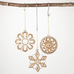 5.25"H  5"H and 4.5"H Sullivans Gold Holiday Icon Ornament - Set of 3  Gold Christmas Ornaments - 1 of 2