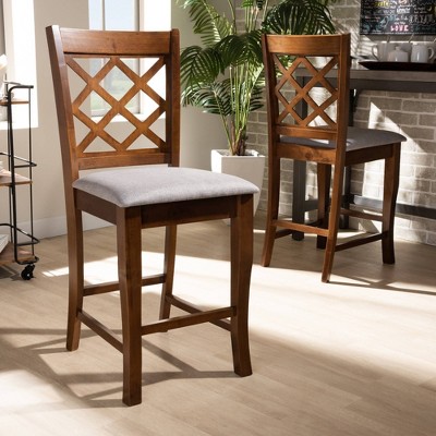 Aria Walnut Brown Wood and Metal Counter Height Pub Chair Set