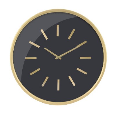 Photo 1 of 20 Solid Face Wall Clock Black/Gold - Stonebriar Collection