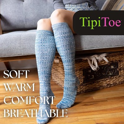Tipi Toe Womens 3 Pairs Ragg Marled Texture with Ribbed Tonal Harmony Pattern Knee High Wool-Blend Boot Socks - image 3