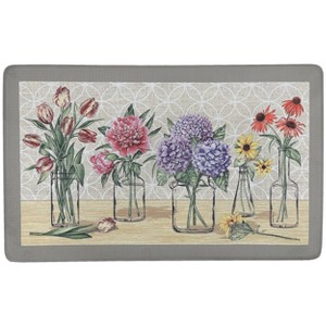 Kate Aurora Anti Fatigue Memory Foam 18" X 30" Garden Blossom Floral Kitchen Floor Mat - 1 of 4