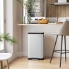 SONGMICS Trash Can, 12-Gallon Pedal Garbage Can, Stainless Steel Step Bin, Soft Closure, Fingerprint Proof, for Kitchen, Living Room, Silver - 2 of 4