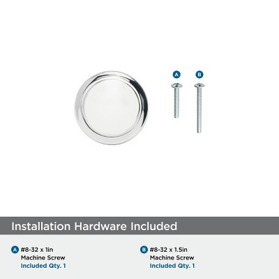 Highland Ridge Polished Chrome Round Cabinet Knob with Mounting Hardware