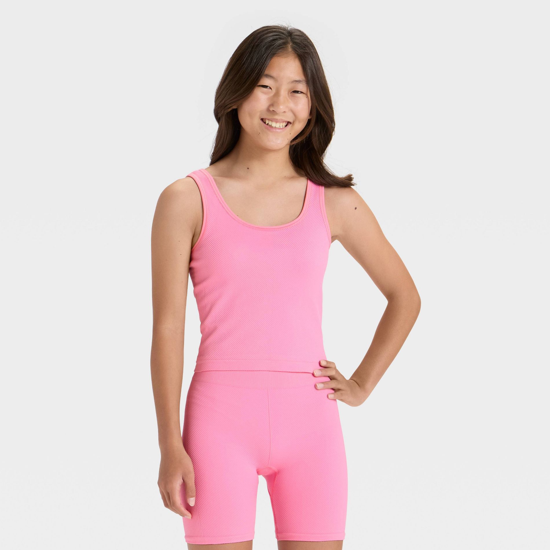 Girls' Seamless Crop Tank Top - All In Motion™ Berry Pink M