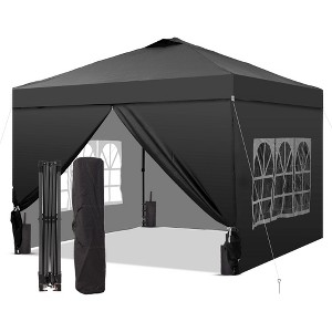 Ainfox 10ftx10ft Pop Up Canopy Tent with 4 Sidewalls One Push Tent Canopy with Wheeled Carry Bag, 8 Stakes and 4 Ropes - 1 of 4