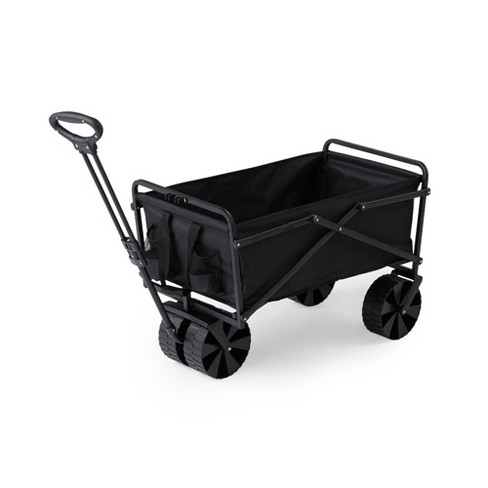 Collapsible Canopy Wagon - Heavy Duty Utility Outdoor Foldable Garden Cart  - with Adjustable Push Pulling Handles,Big Wheels for Sand, for Shopping