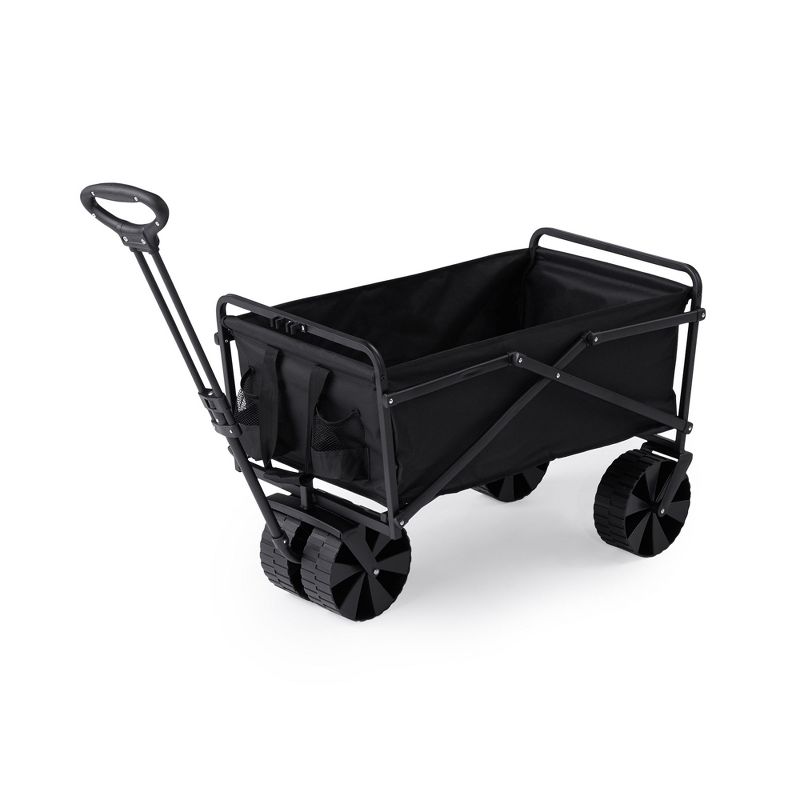Seina Heavy Duty Steel Collapsible Folding Outdoor Portable Utility Cart Wagon with All Terrain Plastic Wheels and 150 Pound Capacity, Blue/Gray, 1 of 8