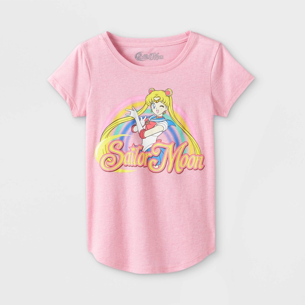 Girls' Sailor Moon Short Sleeve Graphic T-Shirt - Pink XS