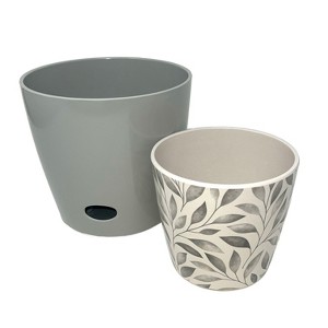 Self-Watering Indoor/Outdoor Plant Pot Set of 2 - 5" & 7" Round - 1 of 4