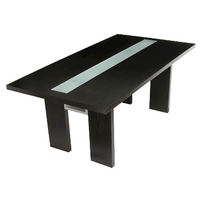 Wood table deals with glass insert